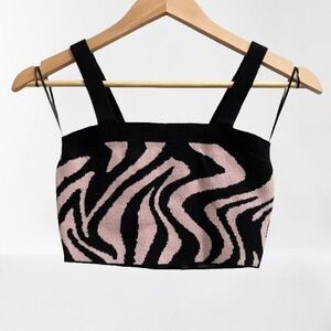 525 America Anthropologie Knit Tank Cropped Zebra Pink Black NEW‎ XS